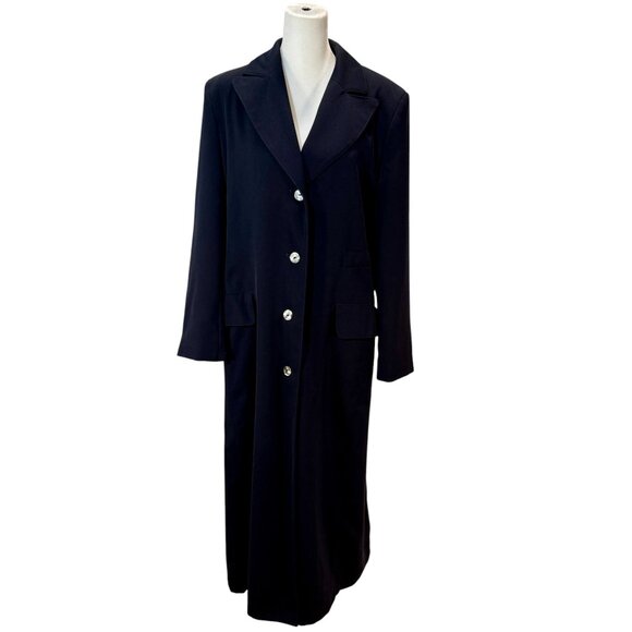 Utex Design Navy Blue Classic Single-Breasted Trench Coat, Size 8 - Picture 5 of 9
